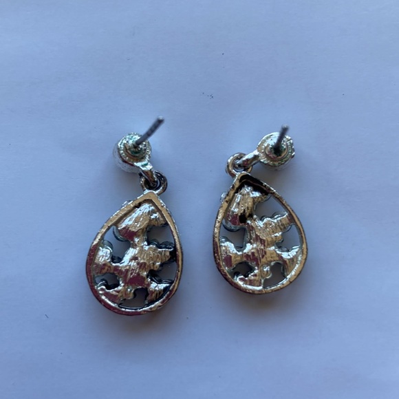 Vintage Dangle Earrings Silver Tone Metal, Amethyst and Marcasite stones - Picture 8 of 8